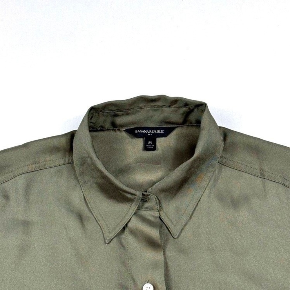 Banana Republic Olive Green Long Sleeve Button Up Utility Shirt Women Size M